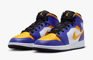 Air Jordan 1 Mid GS Lakers DQ8423-517 front corner