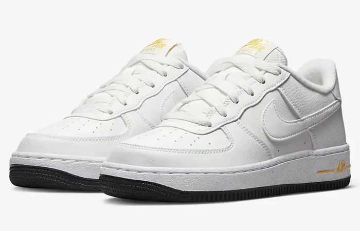 Nike Air Force 1 GS Impact Next Nature White Gold DZ6756-100 front corner