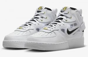 Nike Air Force 1 Mid React White Black DQ7668-100 front corner