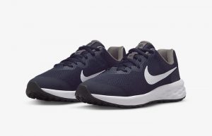 Nike Revolution 6 Older Kids Road Running Midnight Navy DD1096-400 front corner