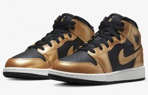 Air Jordan 1 Mid SE GS Glitter Black Gold DR6967-071 fornt corner