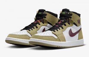 Air Jordan 1 Zoom CMFT Khaki Maroon CT0978-203 front corner