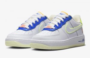 Nike Air Force 1 Low GS Player One White Blue FB1393-111 front corner