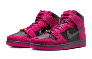 Run The Jewels x Nike SB Dunk High Black Pink DX4356 600 front corner