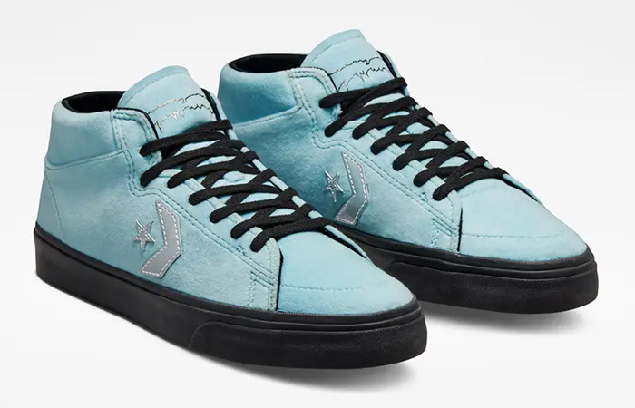 Fucking Awesome x Louie Lopez x Converse Pro Mid Cyan Black A05074C front corner
