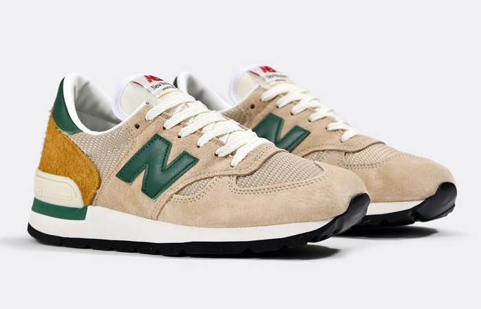 New Balance 990 Made in USA Beige Green M990TG1 front corner