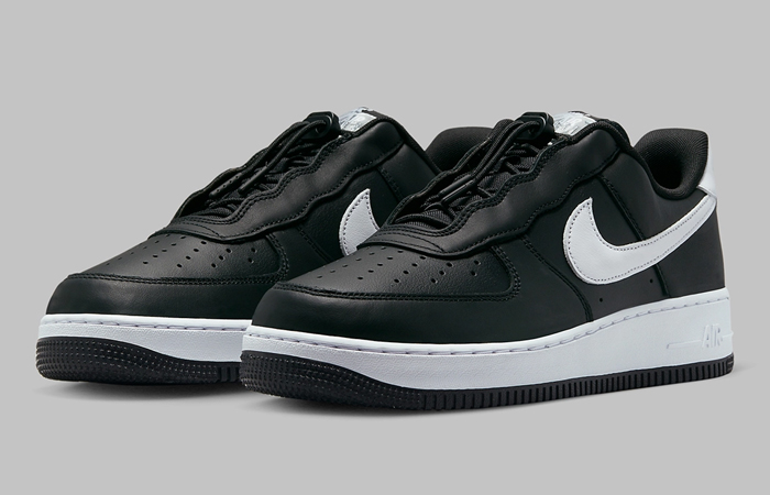 Nike Air Force 1 Lace Toggle Black White DZ5070-010 front corner
