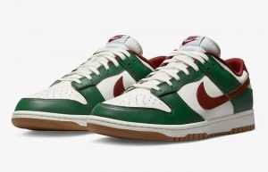 Nike Dunk Low White Green Team Red FB7160-161 front corner