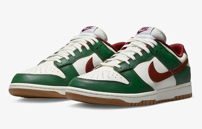 Nike Dunk Low White Green Team Red FB7160-161 front corner