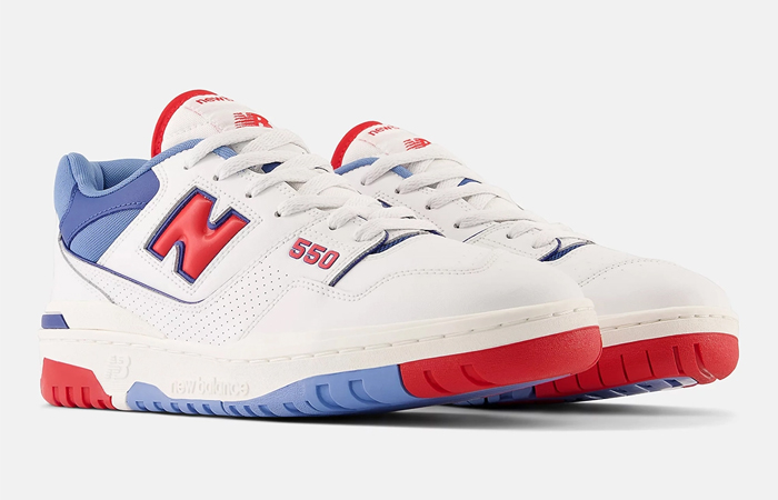 New Balance 550 White Blue Red BB550NCH front corner