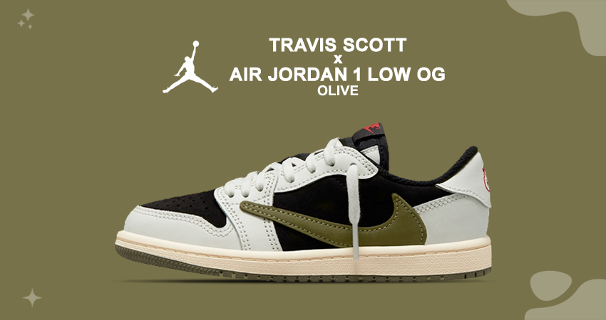 Travis Scott x Air Jordan 1 Low OG “Olive” Includes Reverse Swooshes And Crisp Colourway