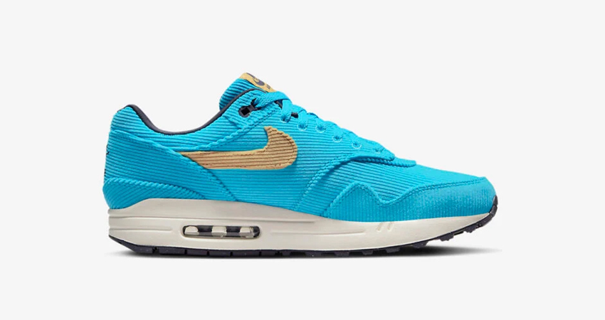Add a pop of Baltic Blue to your shoe collection with Nike's Air Max1 Premium Corduroy 01
