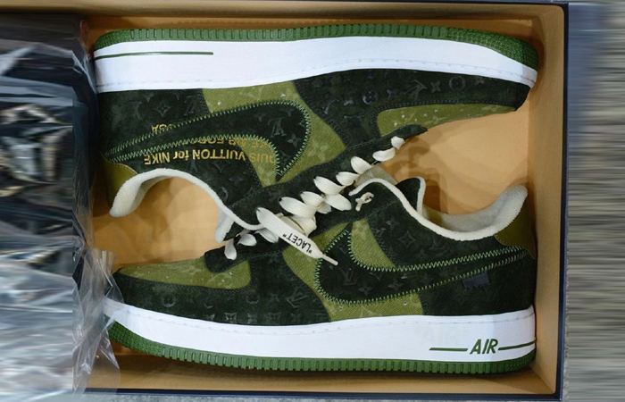 Louis Vuitton x Nike Air Force 1 Green Suede 01
