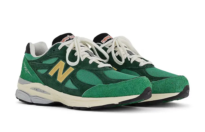 New Balance 990v3 Made in USA Green Gold M990GG3 front corner