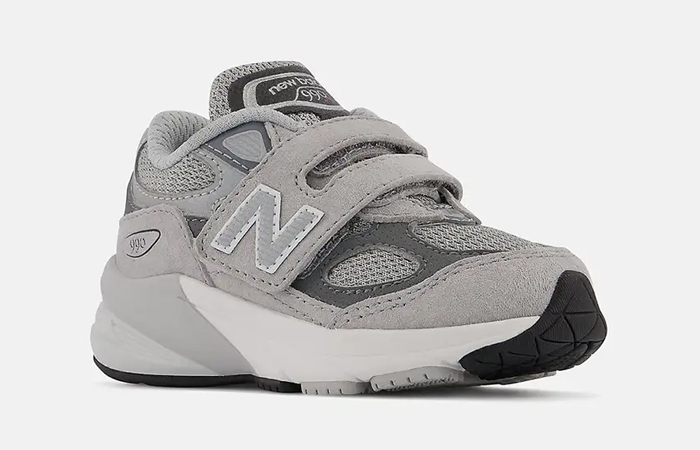 New Balance 990v6 Toddler Hook and Loop Grey IV990GL6 front corner