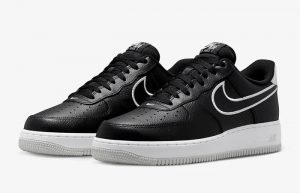 Nike Air Force 1 Low Embroidered Swoosh Black FJ4211-001 front corner