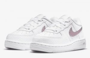 Nike Air Force 1 Low Toddler White Pink Glaze CZ1691-104 front corner