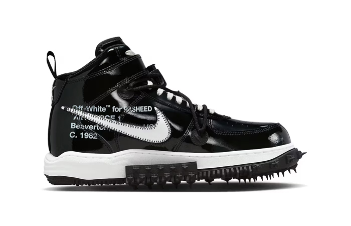 Off White x Nike Air Force 1 Mid Sheed Black Patent right