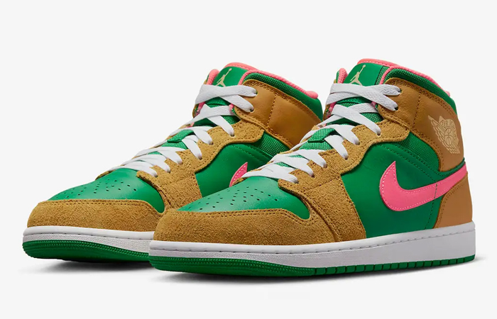 Air Jordan 1 Mid Wheat Watermelon DX4332 700 front corner