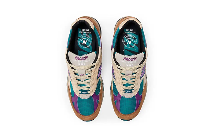 Palace x New Balance 991 Teal Tan Multi M991PAL up