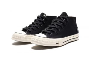 UNDEFEATED x Converse Chuck 70 Mid Black Natural Ivory A00673C front corner