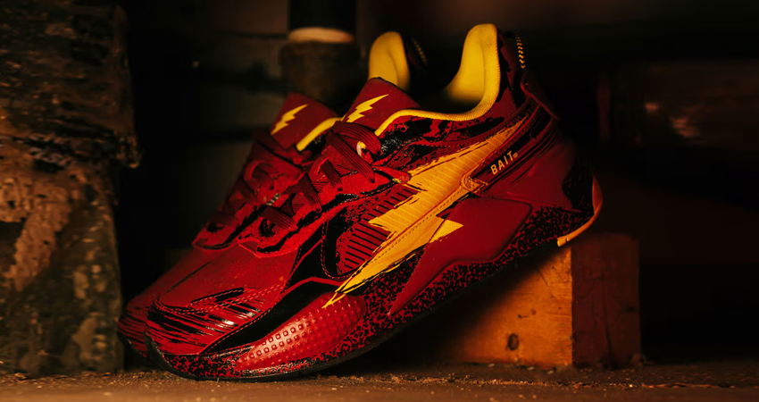 BAIT Honors The Forthcoming Premier Of ‘The Flash With A Revamped PUMAs RS X lifestyle left corner