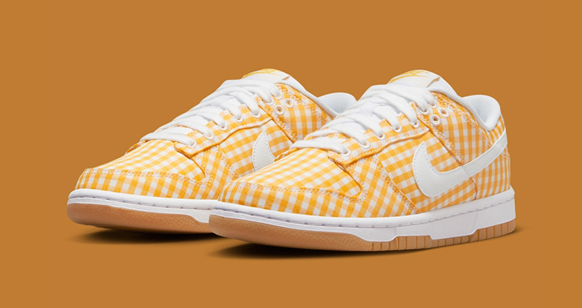 Check Out The Newest Nike Dunk Low In A ‘Yellow Gingham front corner