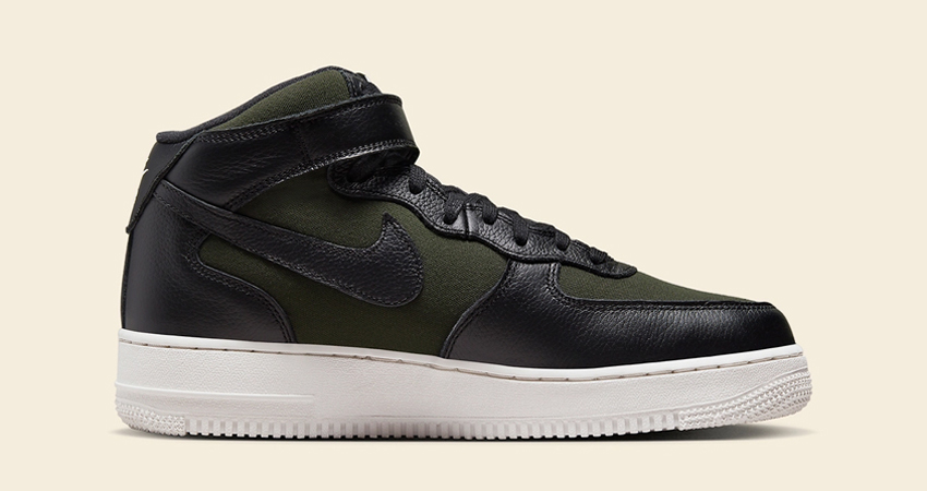 The Nike Air Force 1 Mid Adorns Olive Treated Canvas right