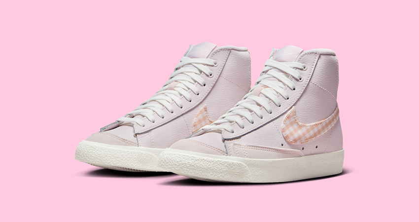 A Women Exclusive Nike Blazer Mid ‘77 ‘Barbie Pink Plaid To Drop Soon front corner