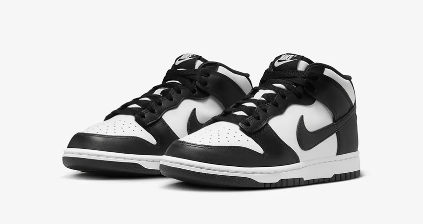 Introducing the Stunning All Leather Dunk Mid Panda Edition front corner