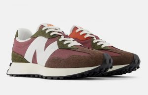 New Balance 327 Dark Mushroom Burgundy MS327HD front corner