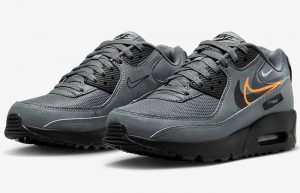 Nike Air Max 90 GS Multi Swoosh Grey FN7785 001 front corner