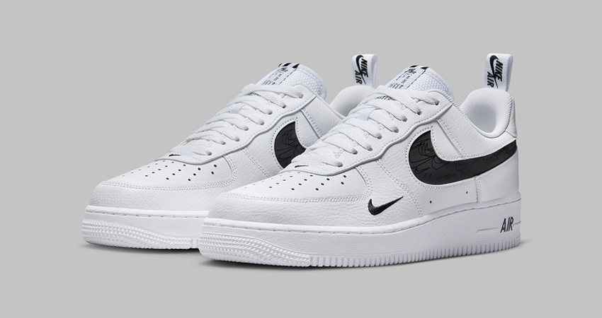 The New Nike Air Force 1 Low Sports A Bold Swoosh Statement front corner