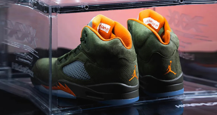 First Look Of The Nike Air Jordan 5 Olive lifestyle back corner