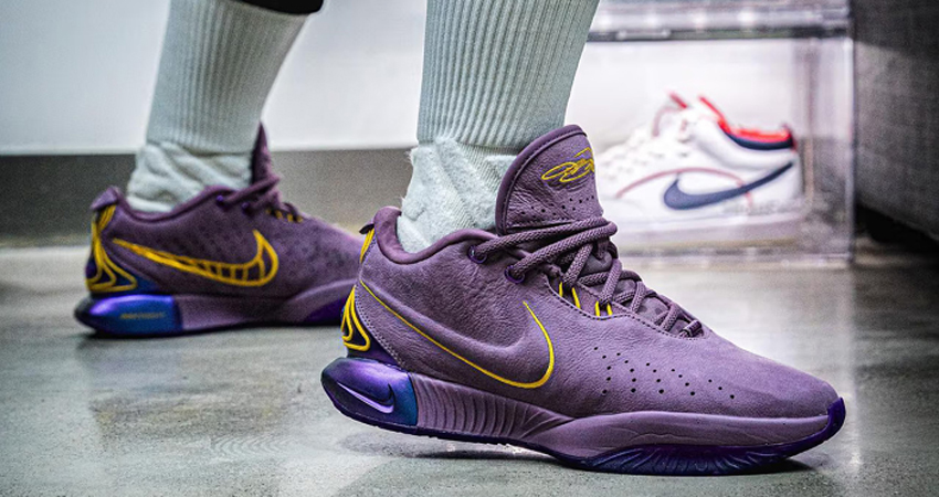 On Foot Look at the Nike LeBron 21 Violet Dust front corner
