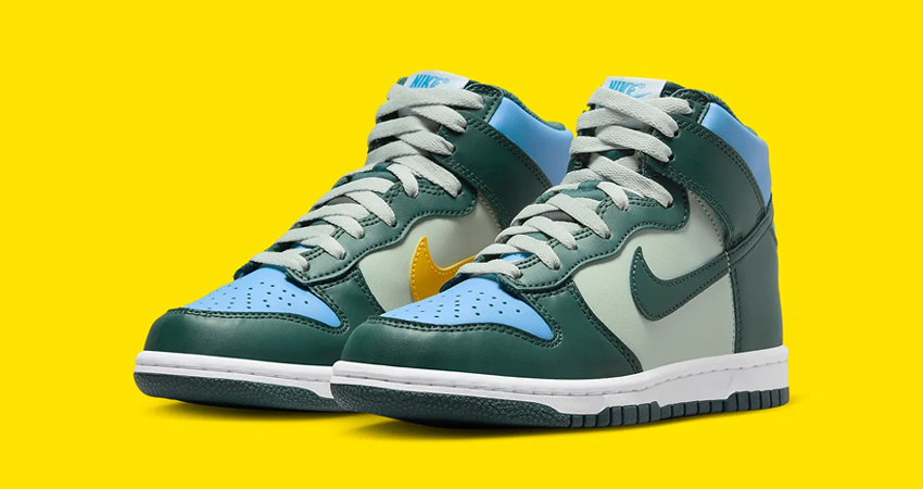 A Closer Look At The Grade School Exclusive Nike Dunk High ‘Multi Color front corner