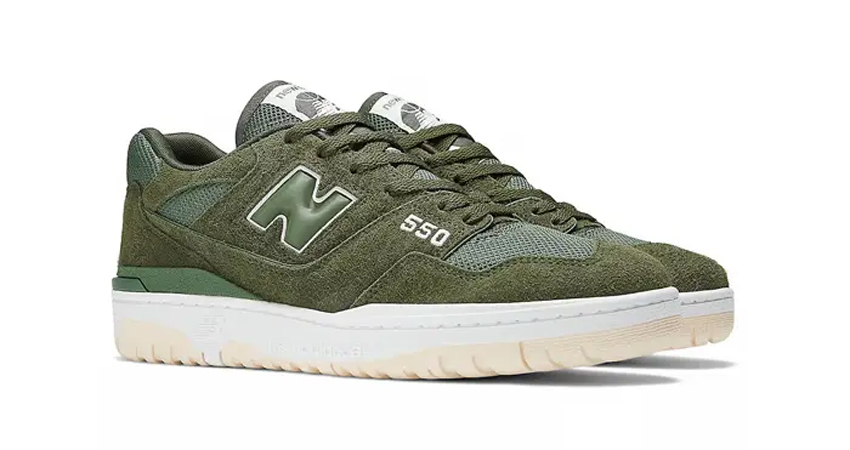 New Balance 550 Olive Suede BB550PHB front corner