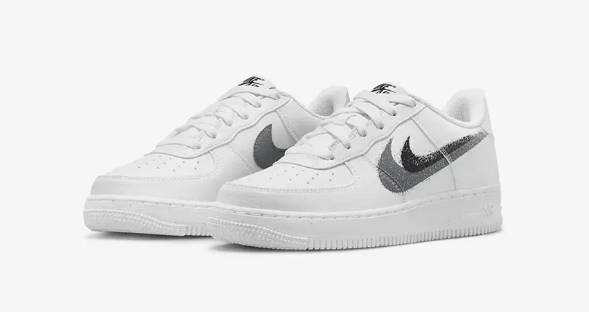 Nike Air Force 1 Low GS Stencil Swoosh White Grey FD0694 100 front corner