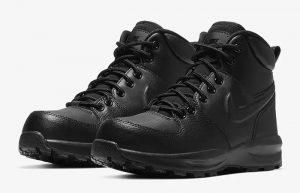 Nike Manoa Leather GS Triple Black BQ5372 001 front corner