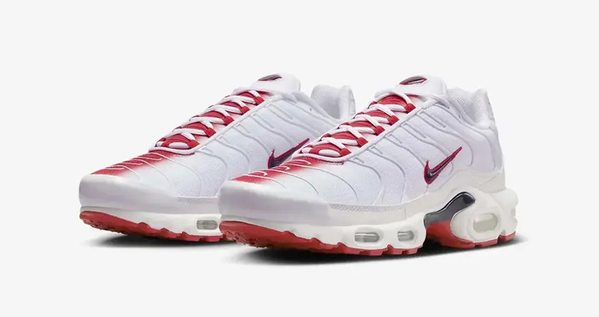 Nike TN Air Max Plus White Red Gradient FN3410 100 front corner