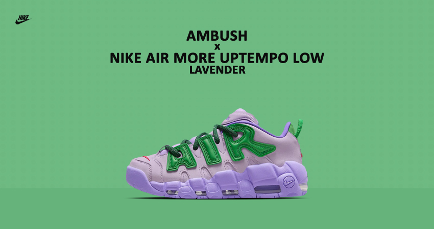The AMBUSH x Nike Air More Uptempo Low ‘Lilac Drop Details featured image