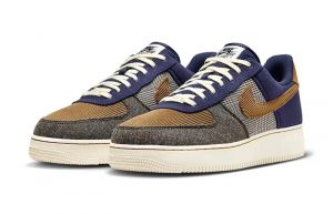 Nike Air Force 1 07 PRM Midnight Navy Brown FQ8744 410 front corner