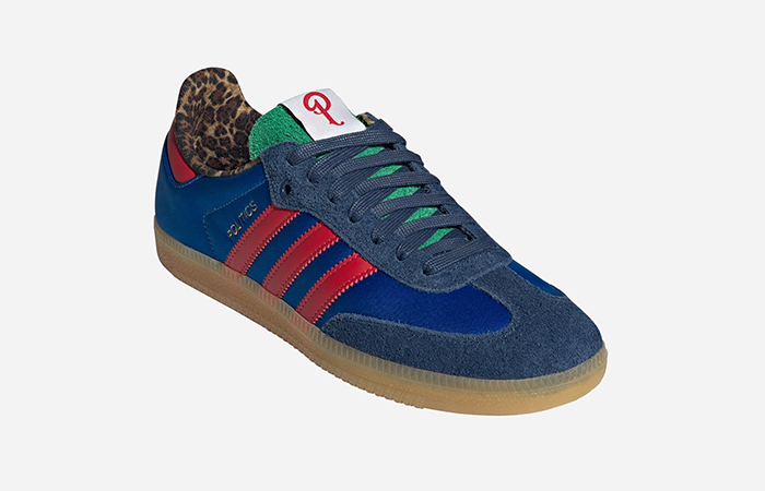 Politics x adidas Samba Blue Bird Scarlet IE0173 front corner