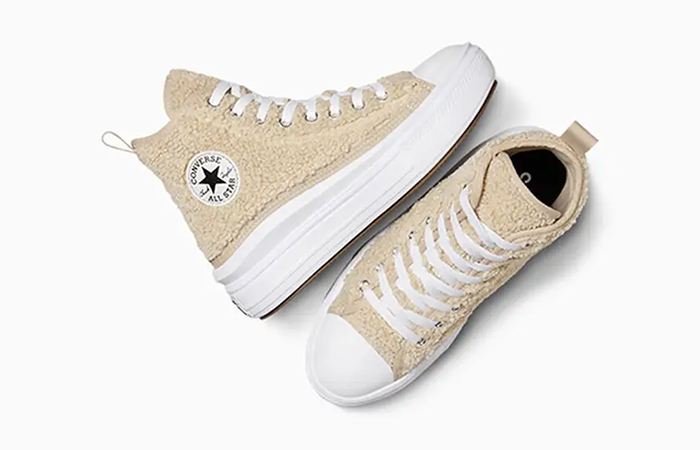 Converse Chuck Taylor Move High GS Sherpa Beach Stone A06794C lifestyle right