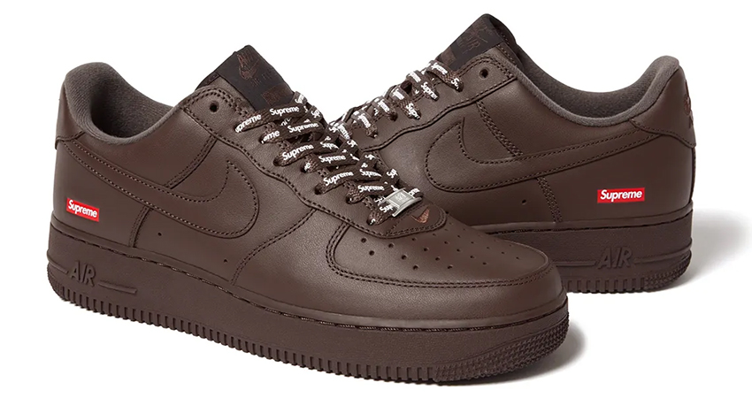 Supreme x Nike Air Force 1 Baroque Brown Has A Release Date lifestyle front corner
