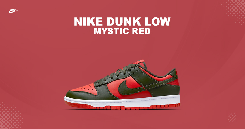 The Nike Dunk Low ‘Cargo Khaki/Mystic Red’ Makes A Bold Statement