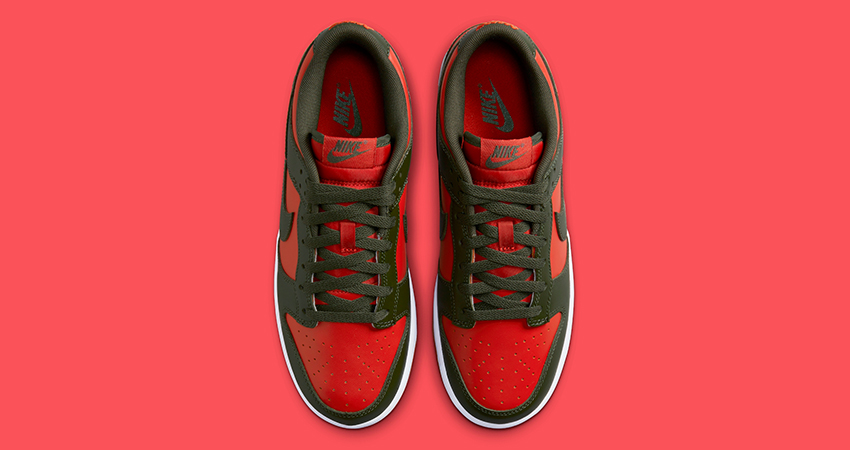 The Nike Dunk Low ‘Cargo Khaki Mystic Red Makes A Bold Statement up