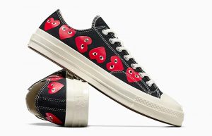 Comme des Garcons PLAY x Converse Chuck 70 Low Multi Heart Black A08149C lifestyle right