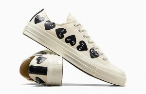 Comme des Garcons PLAY x Converse Chuck 70 Low Multi Heart Milk A08150C lifestyle right