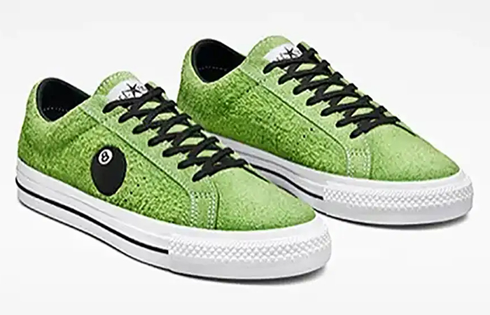 Stussy x Converse One Star 8 Ball Green A03712C front corner